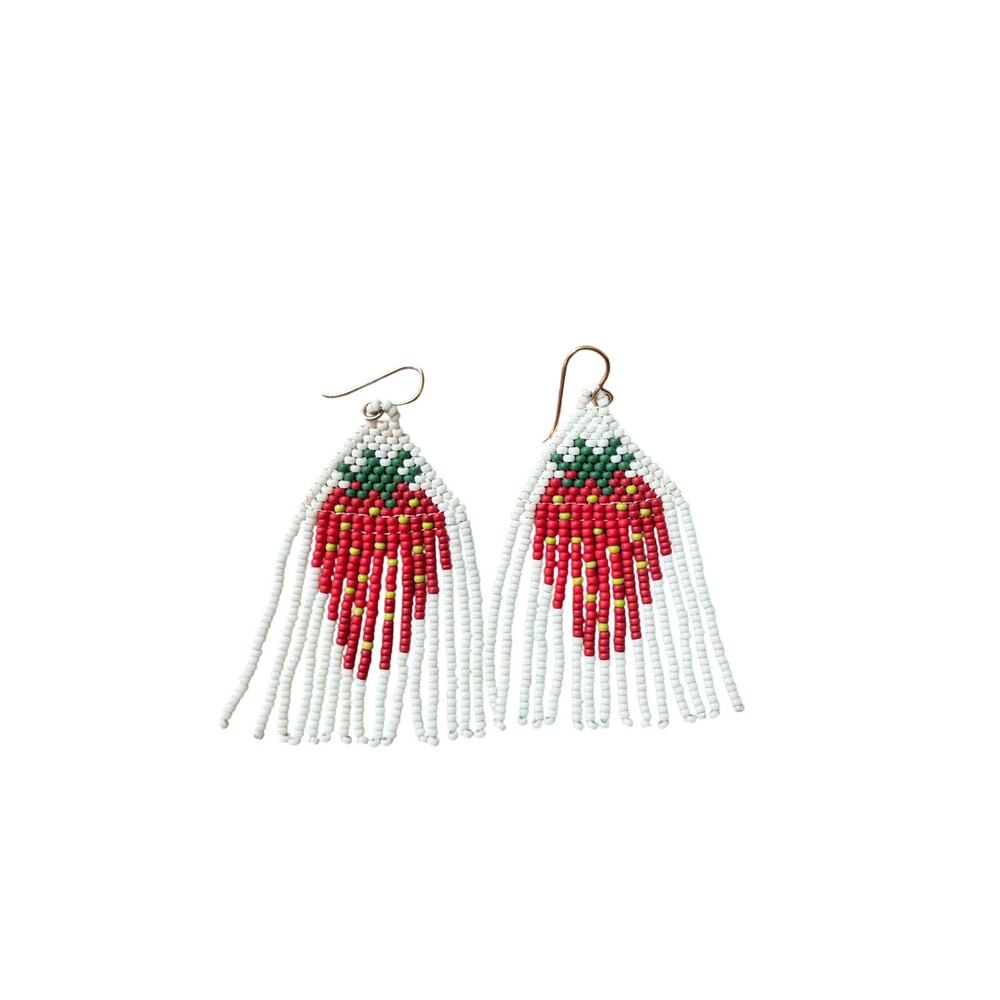 Hoof & Arrow Handmade Strawberry Beaded Earrings